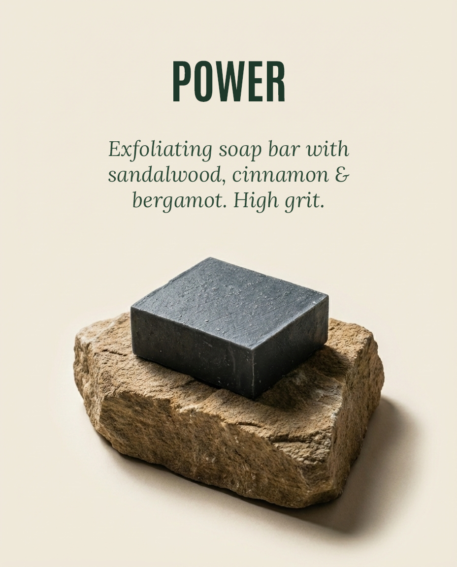 Power natural soap brick — exfoliating pumice bar for a deep scrub